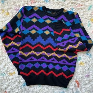 Vintage Multicolor Geometric Crewneck Sweater